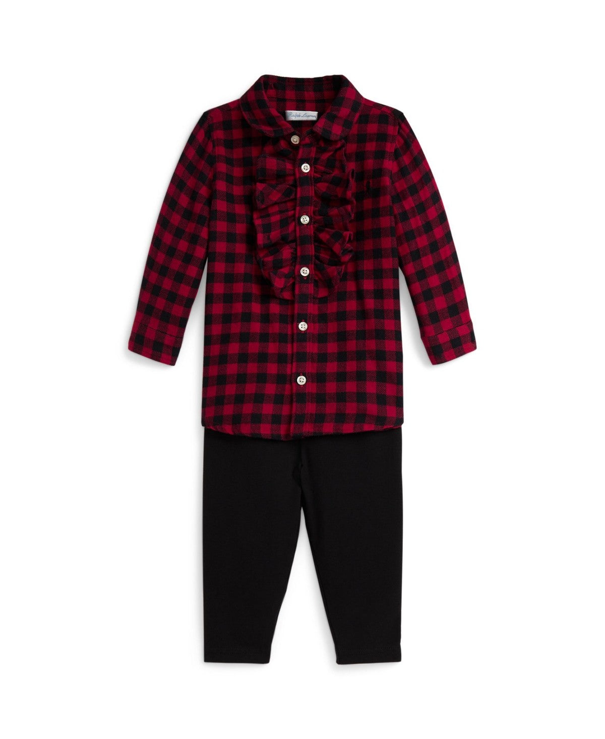 Polo Ralph Lauren Baby Girls' Plaid Twill Shirt and Jersey Legging, 2-Piece Set
