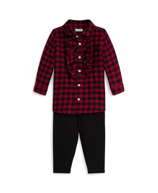 Polo Ralph Lauren Baby Girls' Plaid Twill Shirt and Jersey Legging, 2-Piece Set