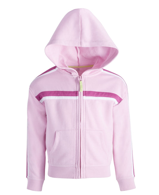 ID Ideology Big Girls Colorblocked Fleece Long-Sleeved Hoodie Zip-up Sweatshirt - Pink Lavender
