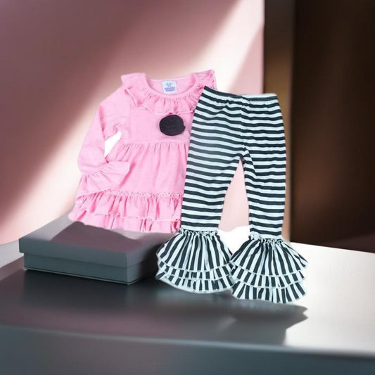 Sweet and Sassy Stripe Ruffle Pants Set