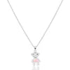 Silver Stainless Steel Pink Teddy Bear Kids Necklace