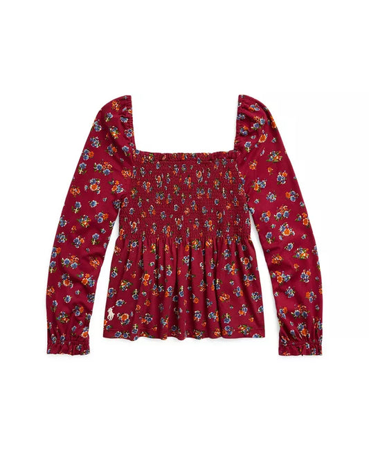 Polo Ralph Lauren Girls Floral Smocked Jersey Top online $18 used new $65