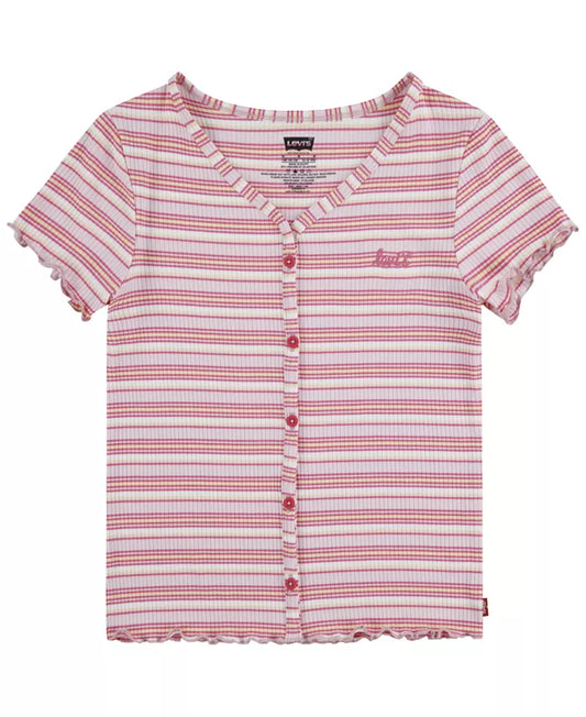 Levi's Girls' Short Sleeve Striped T-Shirt - Pink XL