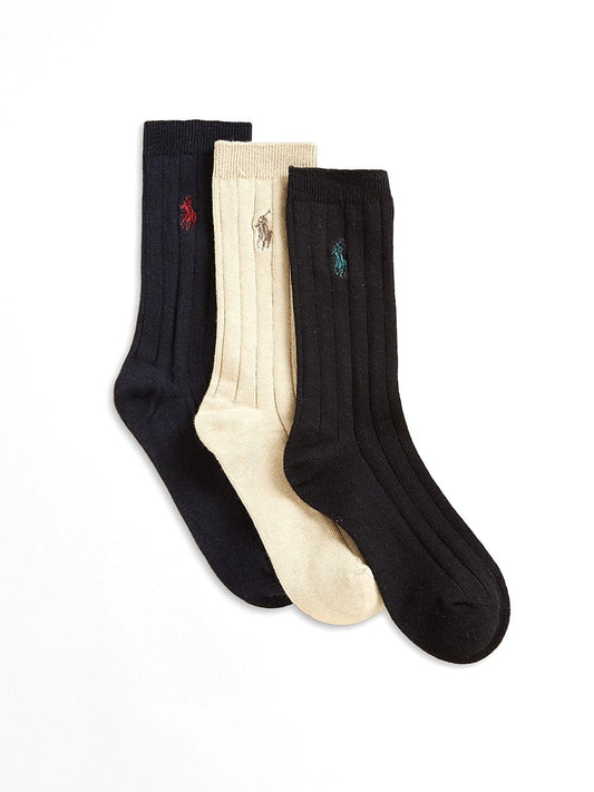 Ralph Lauren Boys' Dress Socks, 2 Pack - Little Kid (Blue and Black ONLY)