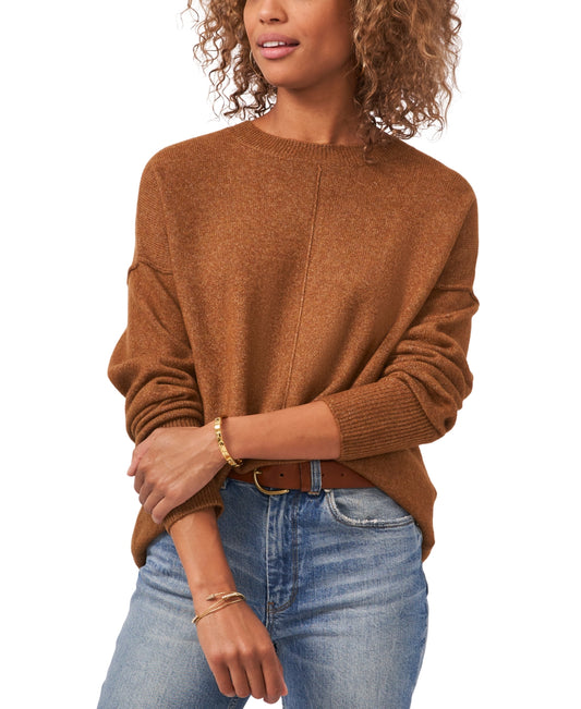 Vince Camuto Cozy Long Sleeve Extend Shoulder Sweater - Toasted