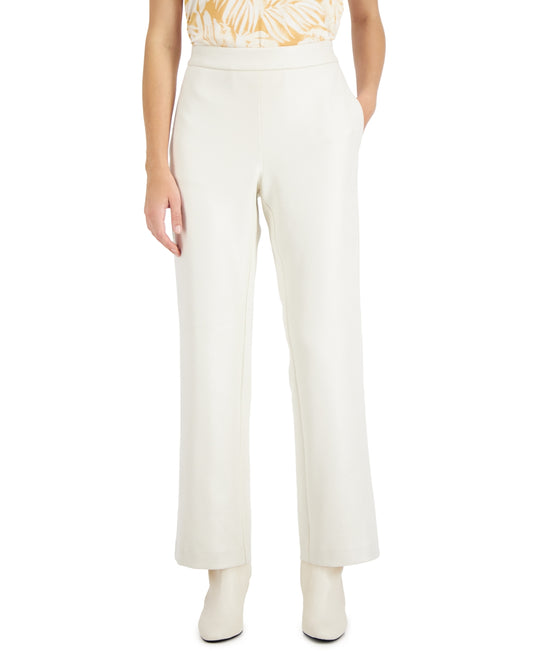 Alfani Straight-Leg Pull-on Pants- Antique White