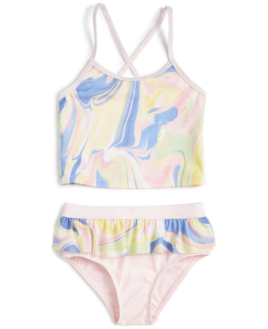 ID Ideology Big Girls Marble Print Reversible Bikini Top ONLY