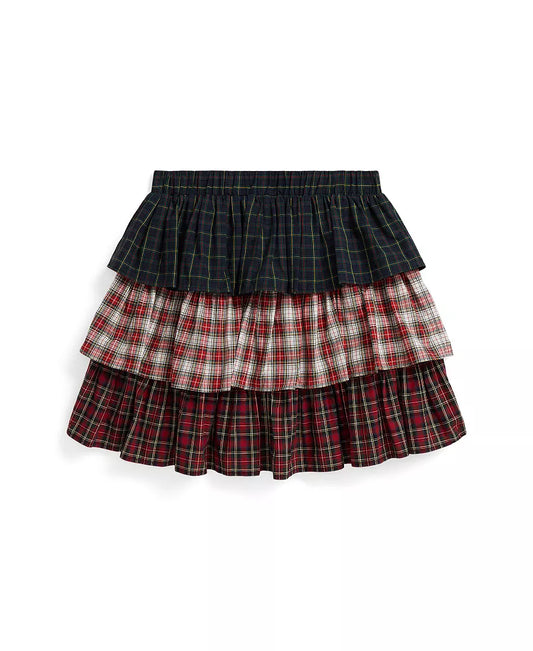 Polo Ralph Lauren Girls' Plaid Tiered Poplin Skirt