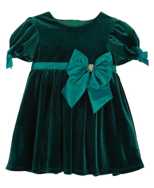 Rare Editions Baby Girls Cap Sleeves Velvet Social Dress - Hunter