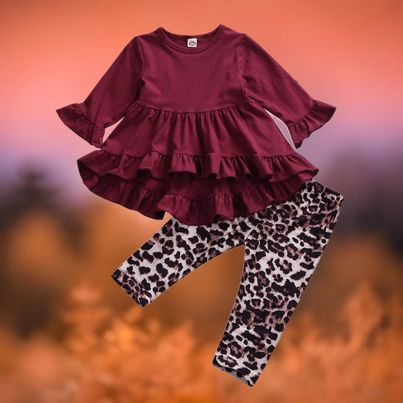 Burgundy Animal Print Set
