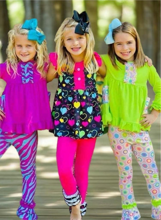 Purple Zebra Ruffle Pants Set