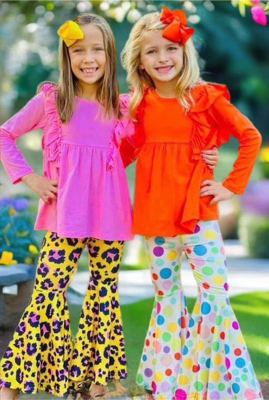 Pink Leopard Bell Pants Set