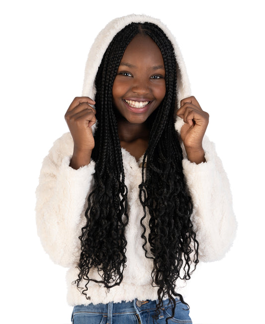 Speechless Big Girls Faux Fur Long Sleeve Jacket Sweater - Ivory