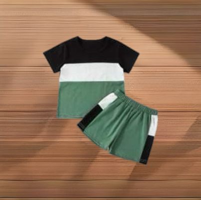 Boys Green Colorblock Short Set