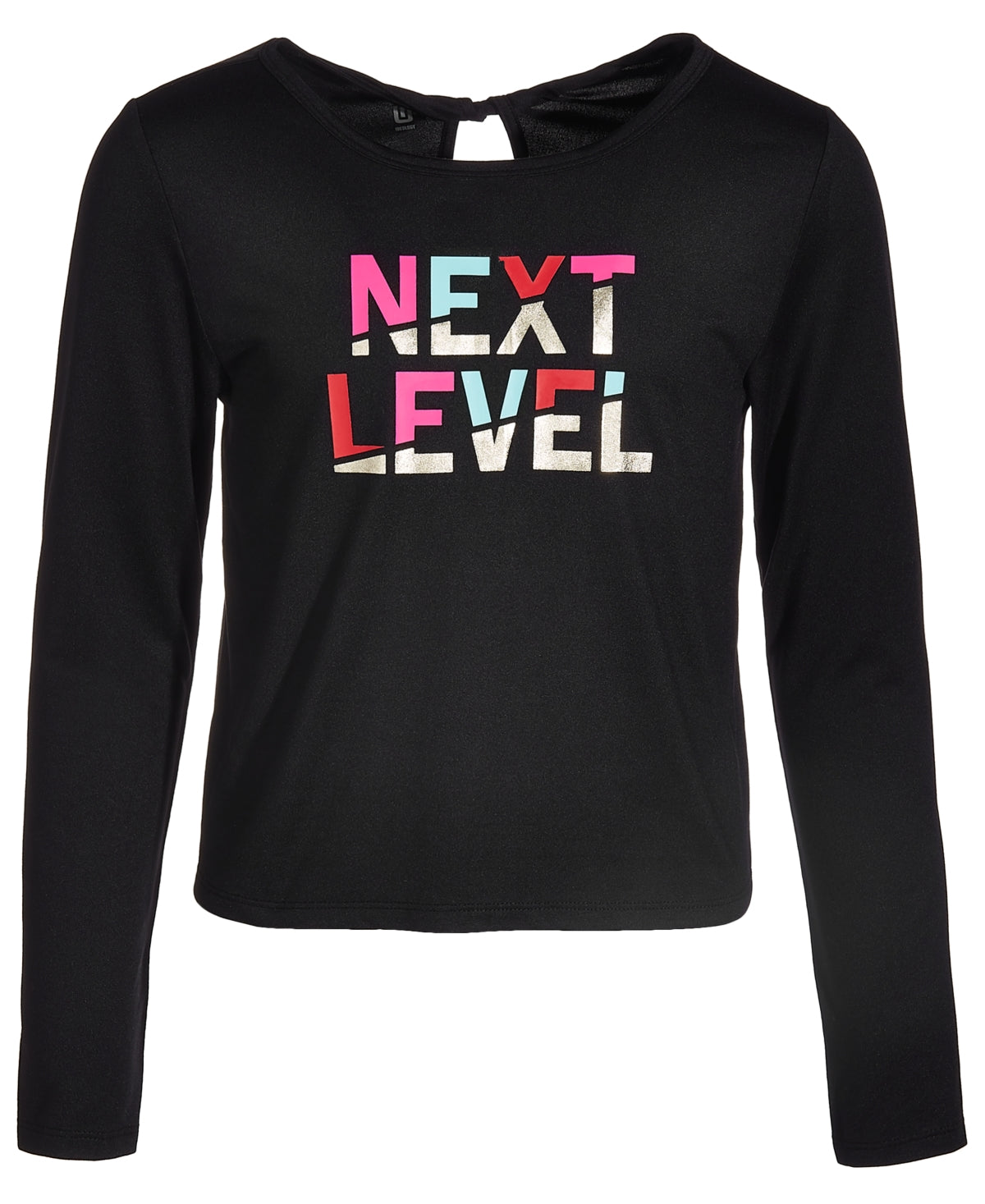 ID Ideology Big Girls Printed Twist Back Long-Sleeve T-Shirt - Deep Black