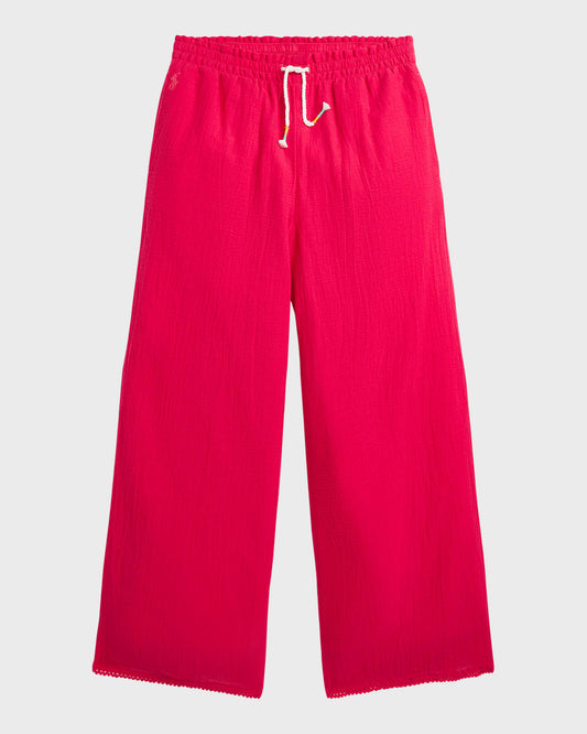Polo Ralph Lauren Girl's Flat-Front Gauze Pants - Vibrant Pink