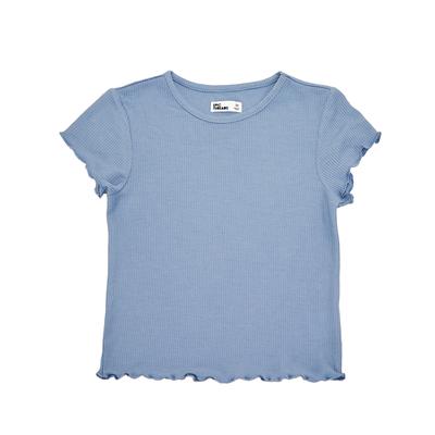 Epic Threads Big Girls Lettuce Edge Waffle Knit T-shirt - Blue Ash Stone
