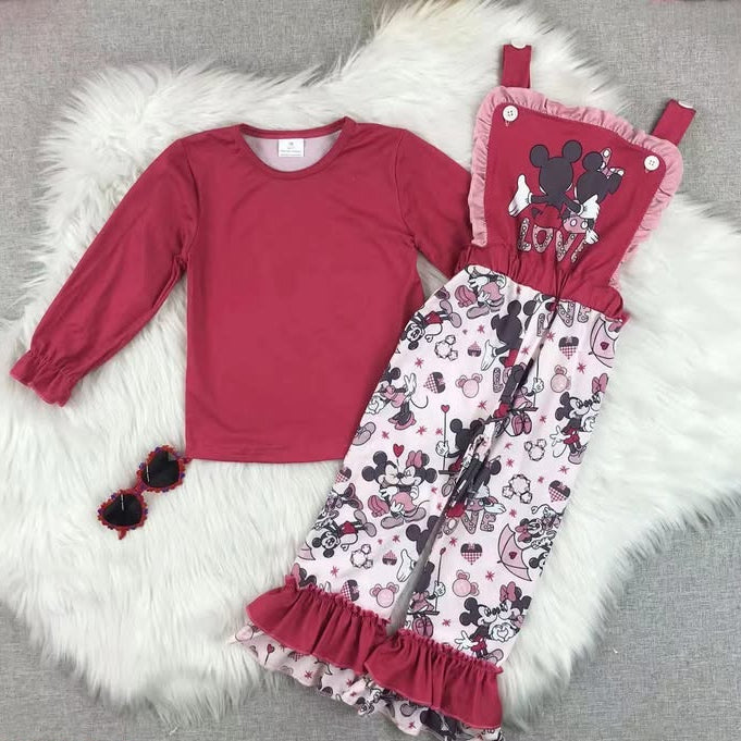 Minnie and Mickey Love Overall Set