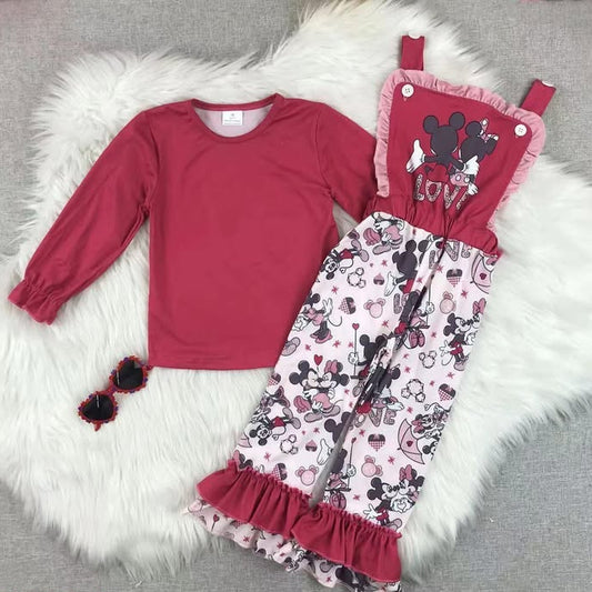 Minnie and Mickey Love Overall Set