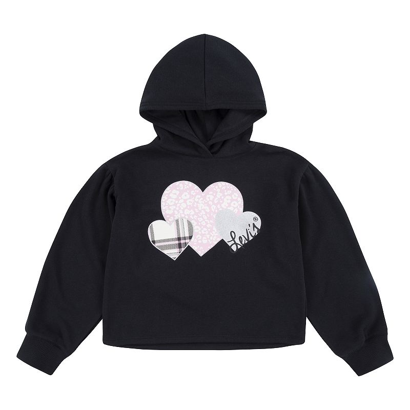 Levi's Big Girls Meet and Greet Heart Pullover Hoodie - Black