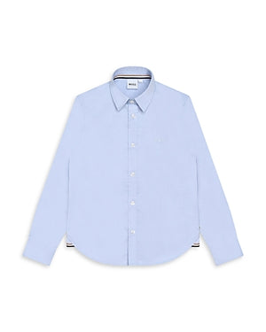 Boss Kidswear Boys' Cotton Oxford Embroidered Logo Regular Fit Dress Shirt
