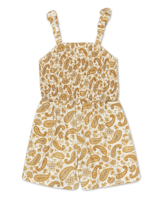 Speechless Big Girls Paisley Print Smocked Bodice Sleeveless Romper