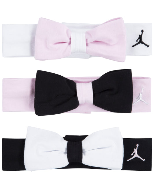Jordan Baby Girls Stretch Headbands, Pack of 3 - Pink Foam