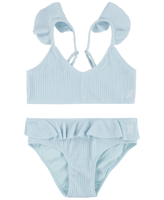 Hurley Girls Ruffle Bikini Swimsuit, 2 Piece Set - Blue Cloud