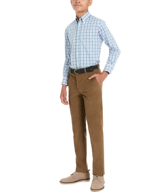 B by Brooks Brothers Big Boys Long Sleeve Classic Fit Dress Shirt - Green, Cream
