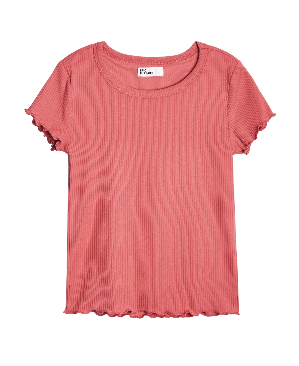 Epic Threads Big Girls Lettuce Edge Ribbed Knit Top