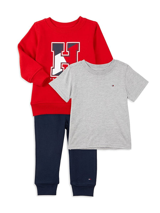 Tommy Hilfiger Baby Boys Fleece Monogram Crewneck and Joggers ONLY