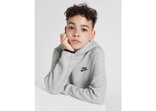 Nike Big Boys Sportswear Tech Fleece Pullover Hoodie - Dk Grey Heather/black/black