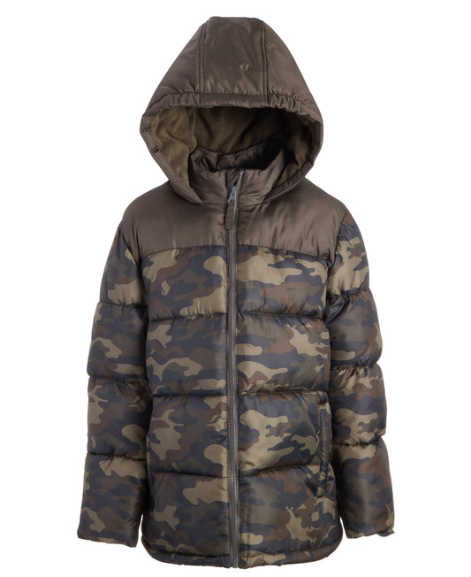 S Rothschild & Co Big Boys Camo Puffer Coat - Olive Camo