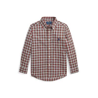 Polo Ralph Lauren Boys Plaid Cotton Poplin Shirt - Red Cream Multi