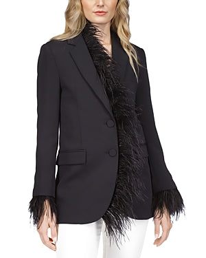 Michael Michael Kors Women's Boyfriend Blazer with Removable Feathers - Black