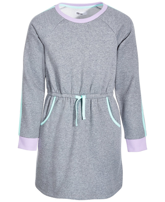 Epic Threads Big Girls Color-Trim Sweatshirt Dress- Pewter Heather