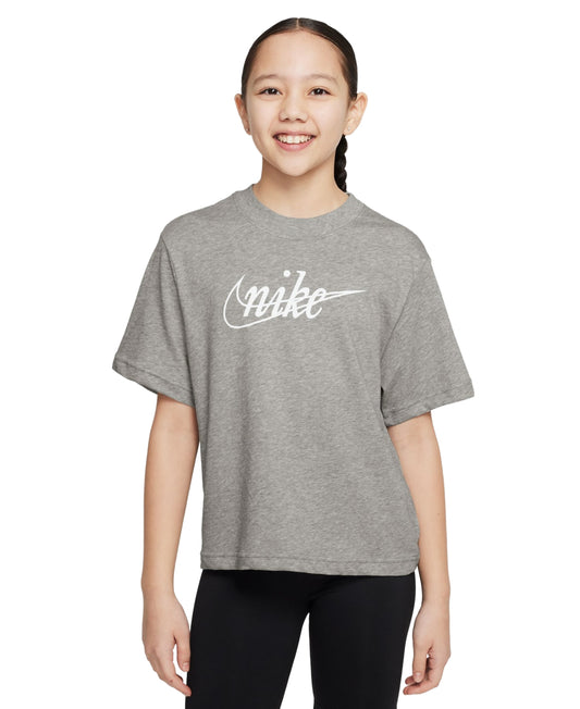 Nike Girls Dri-fit Logo T-shirt - Dark Grey Heather