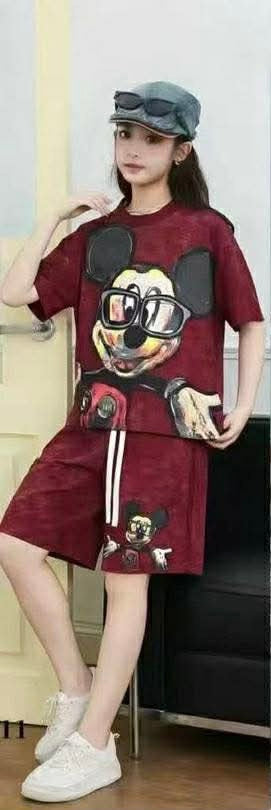Big Girls Red Mickey Short Set