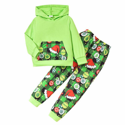 Green Xmas Boys Hoodie Set