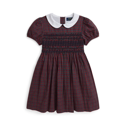 Ralph Lauren Girls Plaid Smocked Cotton Dress- C Heritage