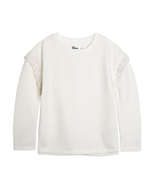 Epic Threads Little Girls Long Sleeve Drop Shoulder T-shirt, Ivory/Cream