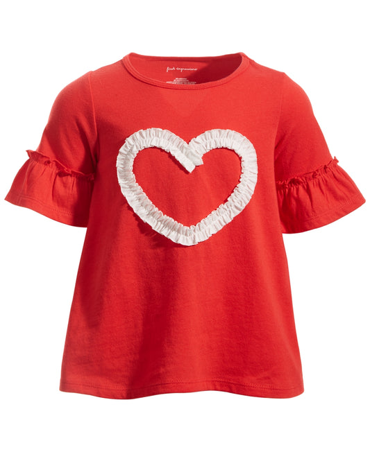 First Impressions Baby Girls Red Ruched Heart Tunic Shirt