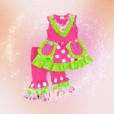 Lime and Pink Ruffle Set